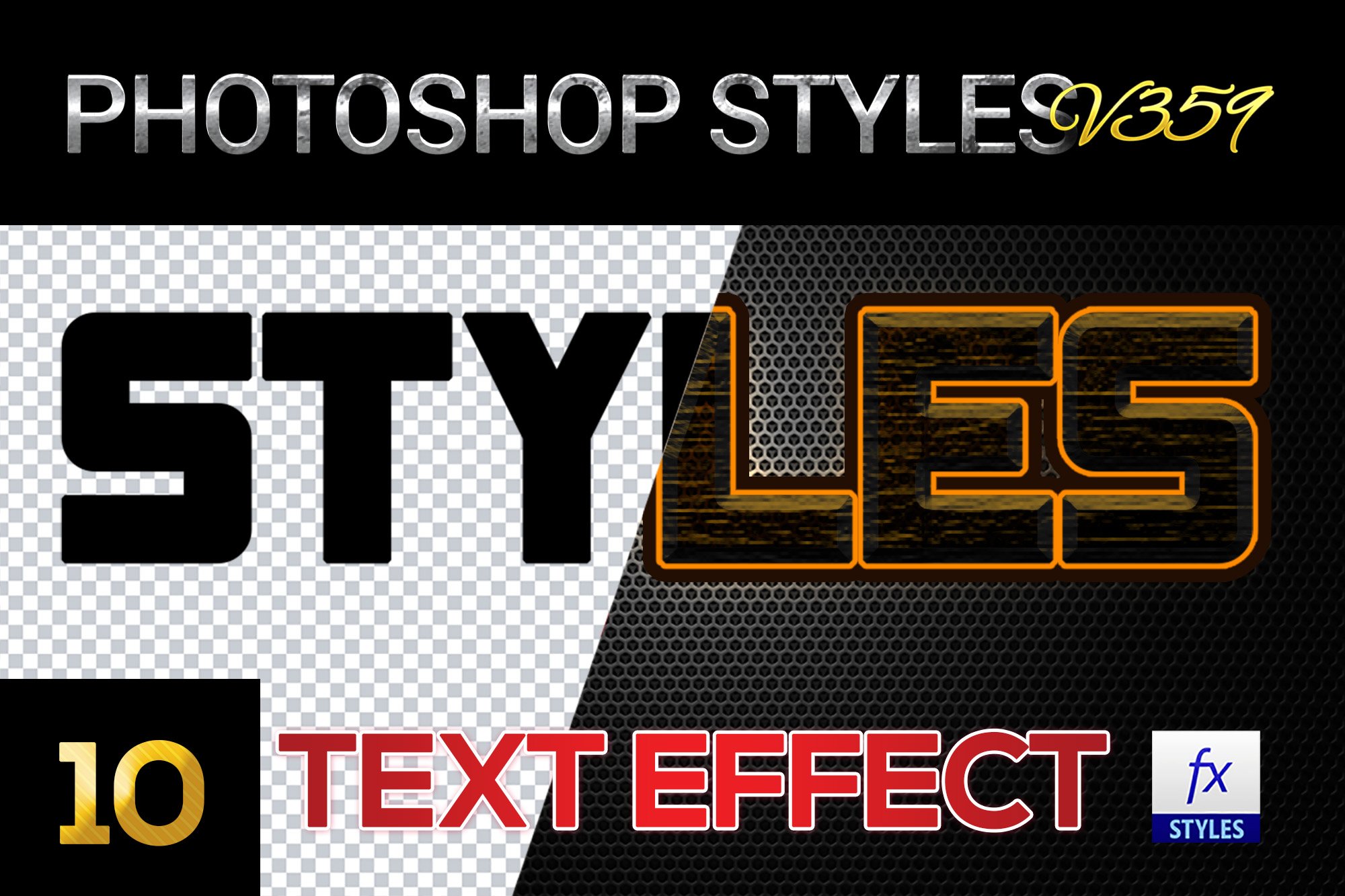 10 creative Photoshop Styles V359cover image.