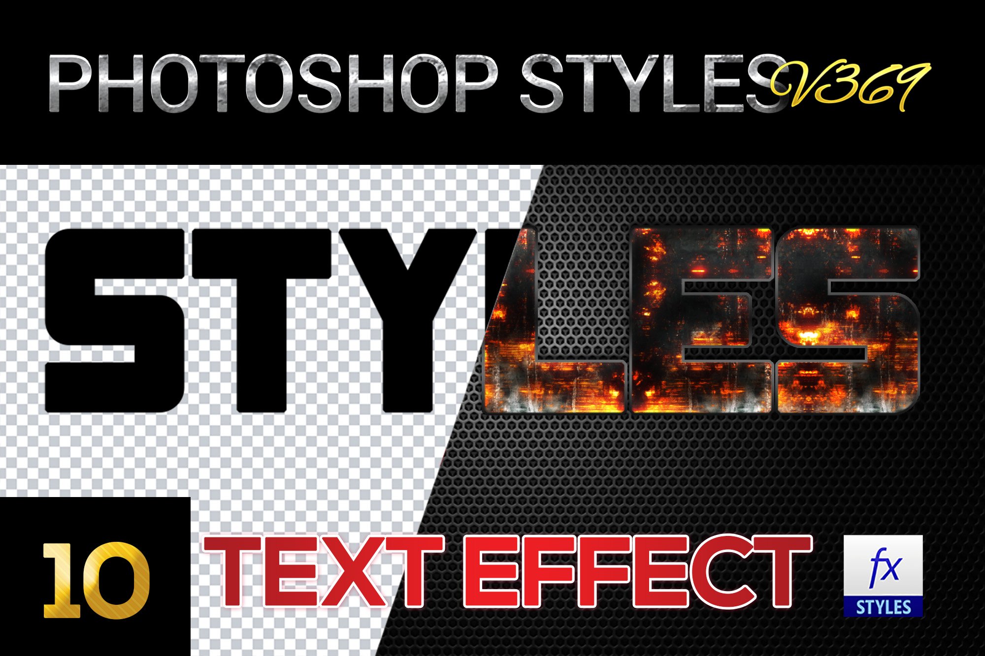 10 creative Photoshop Styles V369cover image.