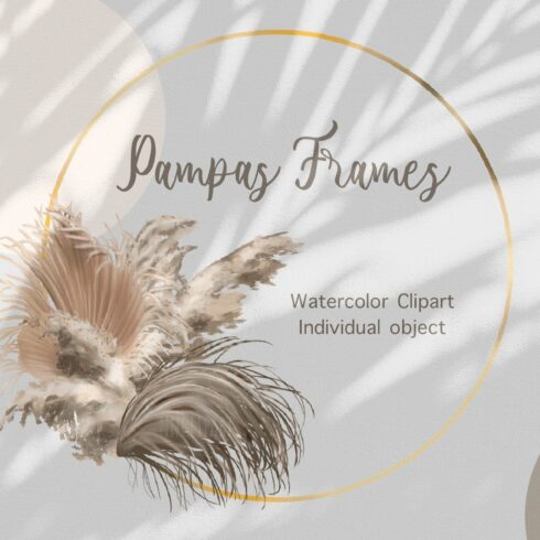Pampas Frame, watercolor clipart cover image.