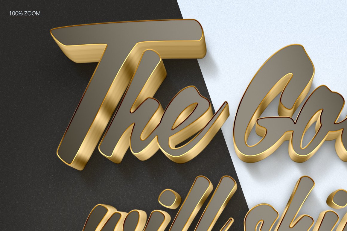 3d gold text effect 2 zoom 824