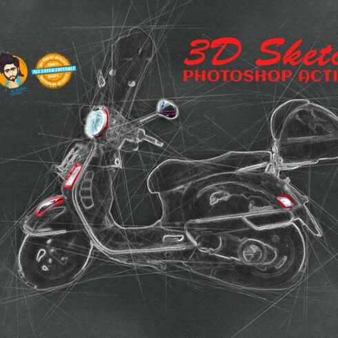 3D Sketch Photoshop Actioncover image.
