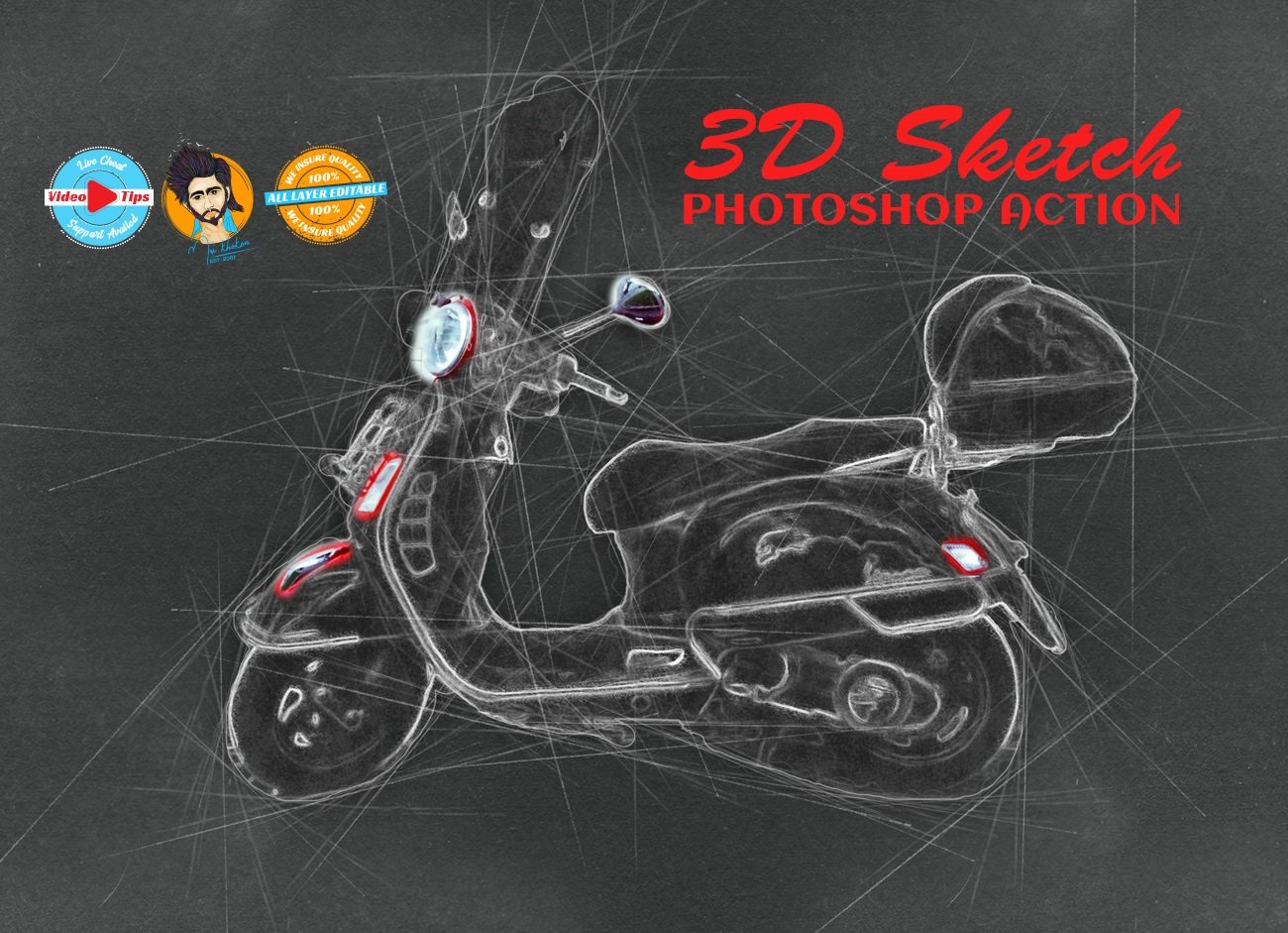 3D Sketch Photoshop Actioncover image.