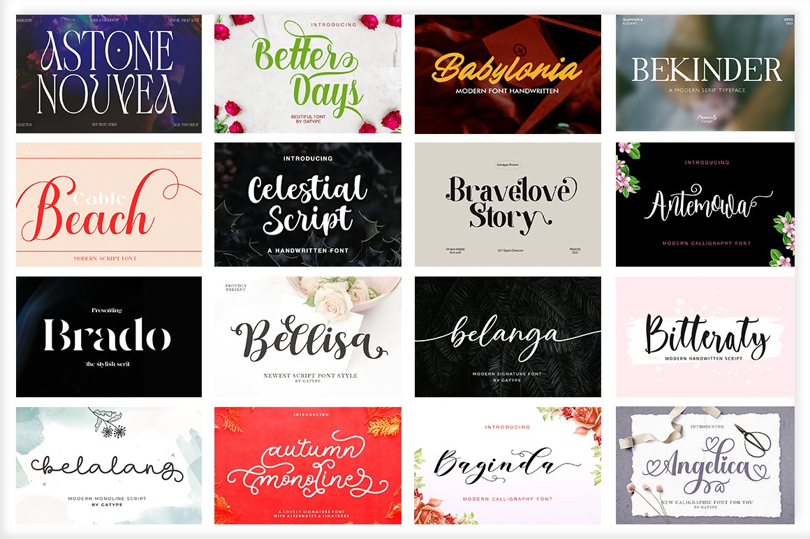 3the huge font bundle by gatype 734