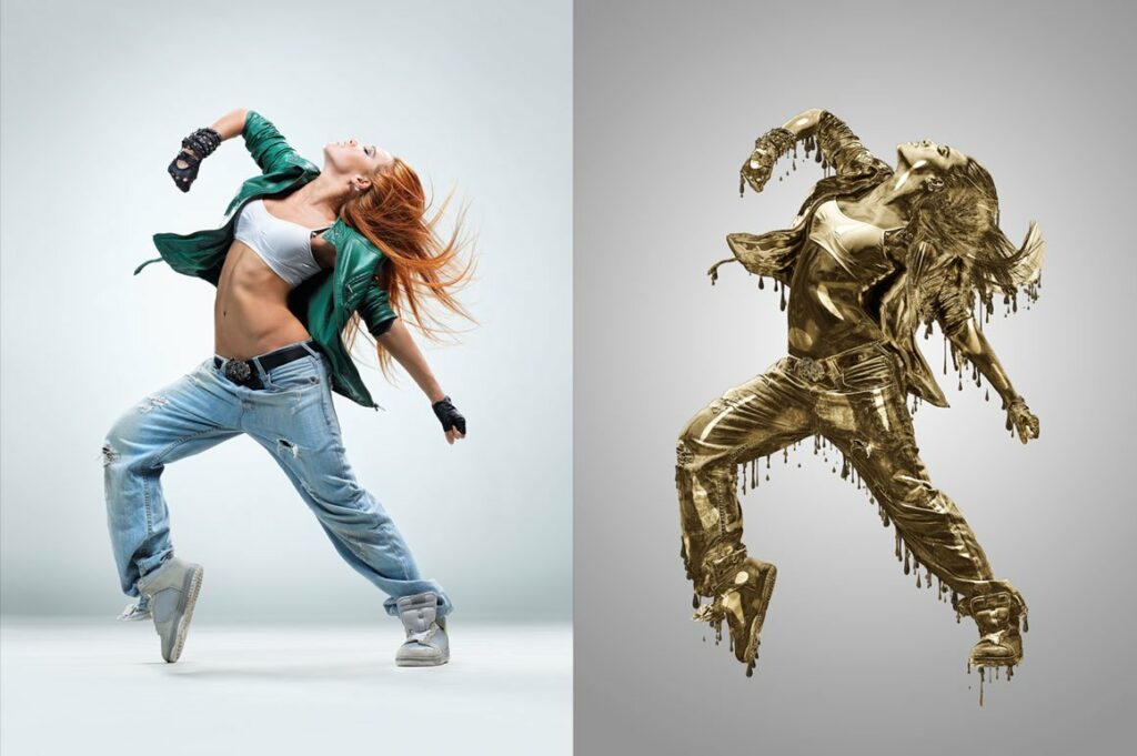 Droping Gold Photoshop Acion – MasterBundles