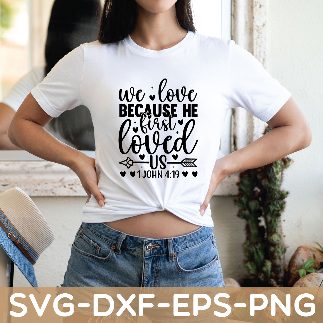 we love because he first loved us 1 john 4:19 shirt preview image.