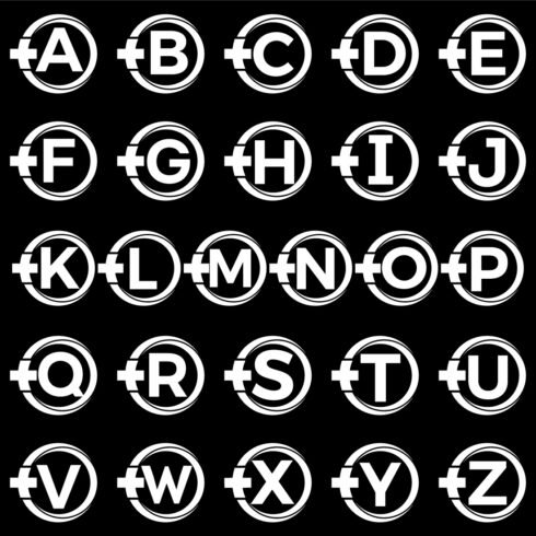 Initial A-Z monogram alphabet in a circle with cross plus. Medical logo ...