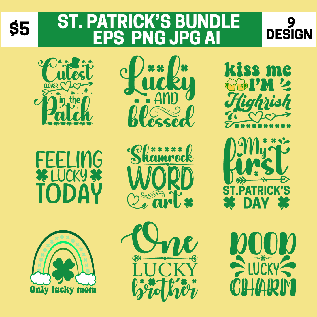 9 ST PATRICK DAY BUNDLE T-SHIER DESIGN preview image.