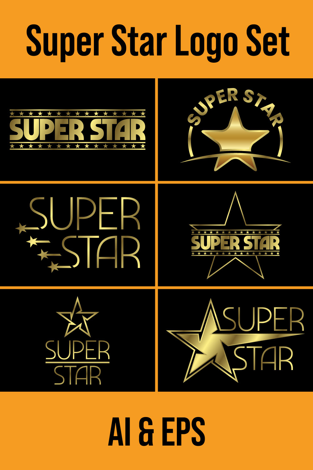 Ilustração em vetor super star texto golden super star símbolo