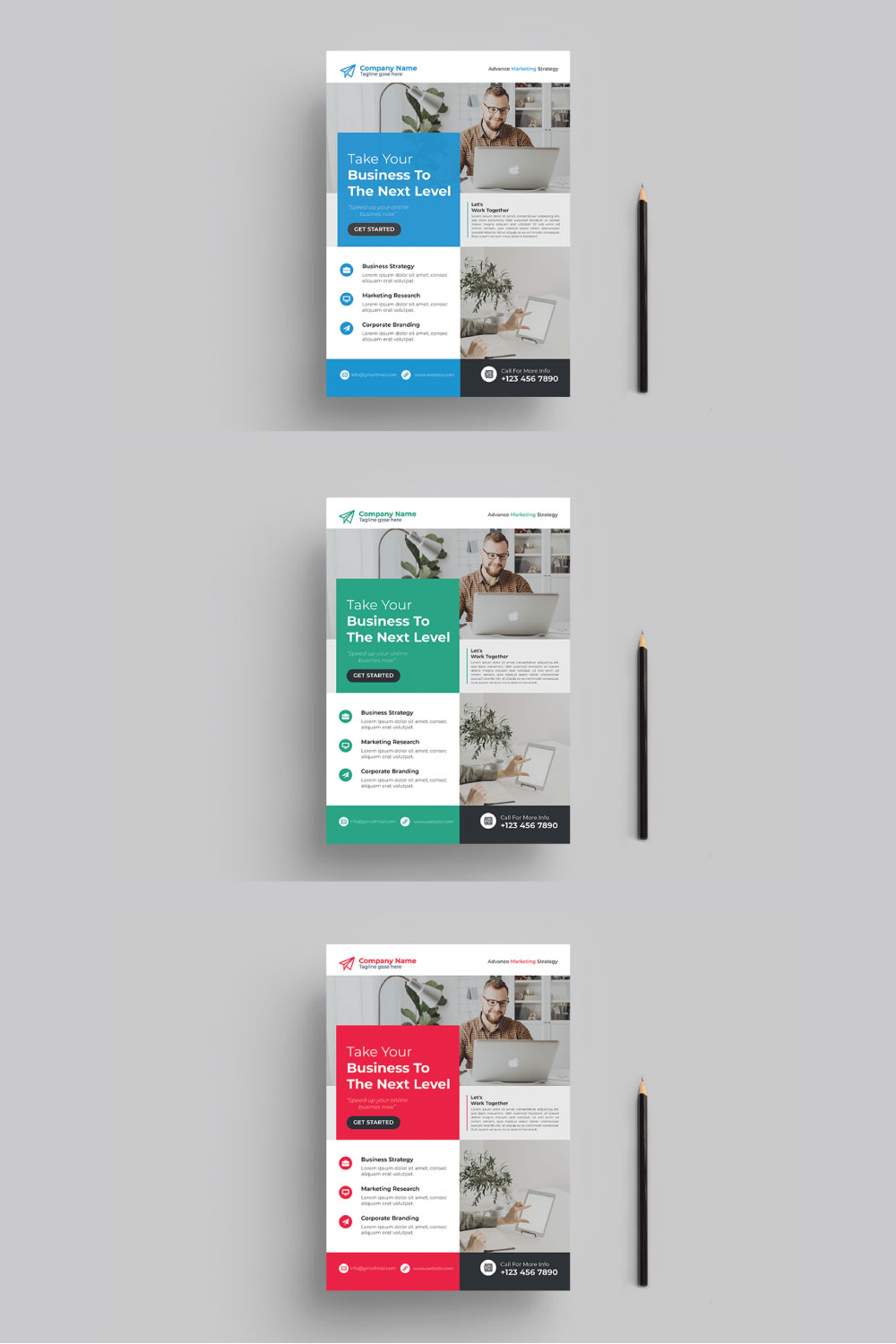 A4 Size Corporate Flyer Design Template pinterest preview image.