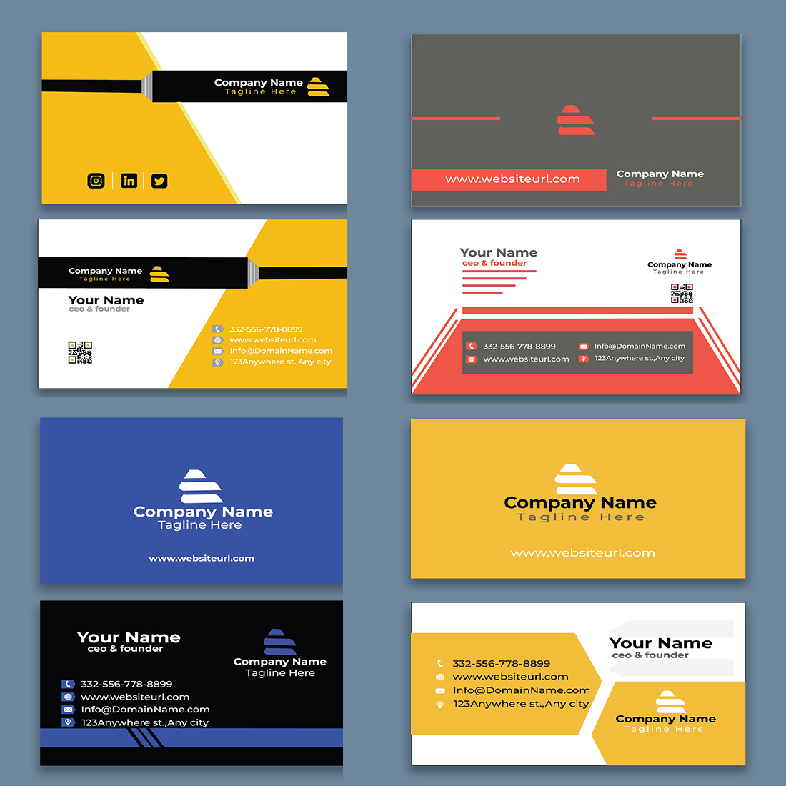 4 Modern and professional business cards Bundle cover image.