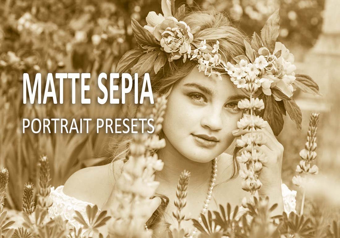 10 Matte Sepia Portrait Presetscover image.