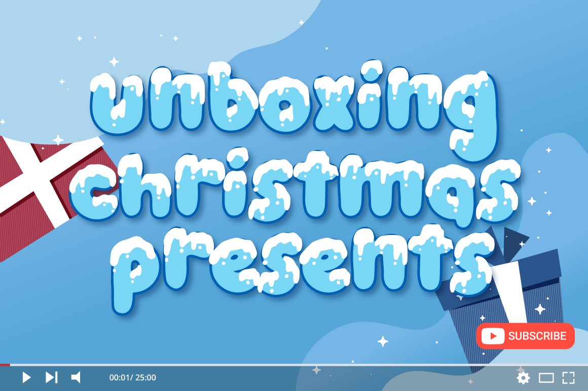 4 youtube thumbnail unboxing christmas present using snow font 359