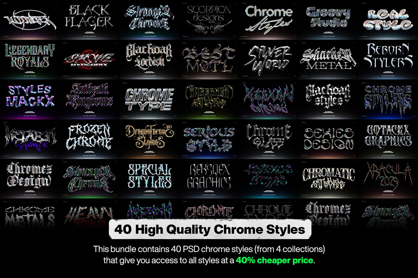 Chrome Text Styles Bundle - 40% OFFpreview image.