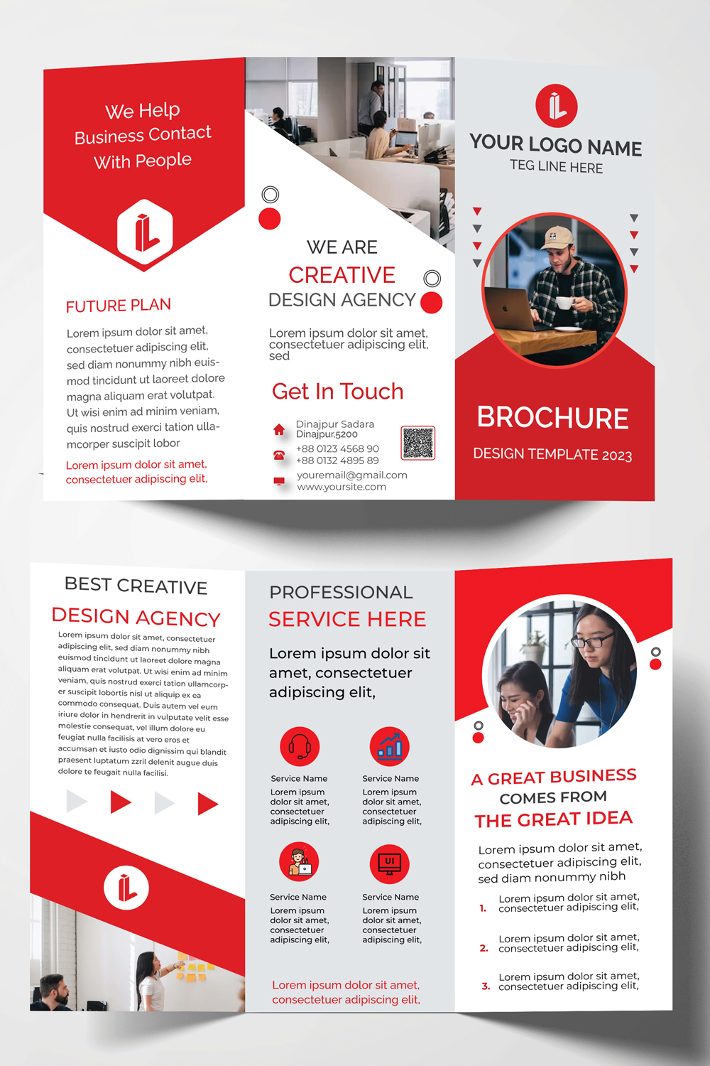 Tri Fold Brochure Template pinterest preview image.