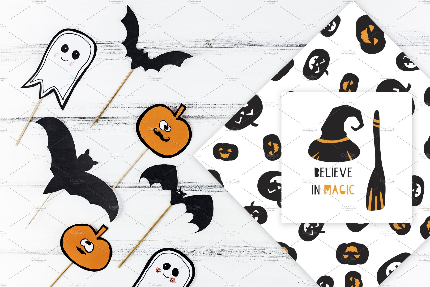 Kids Halloween Font and Graphics Set preview image.