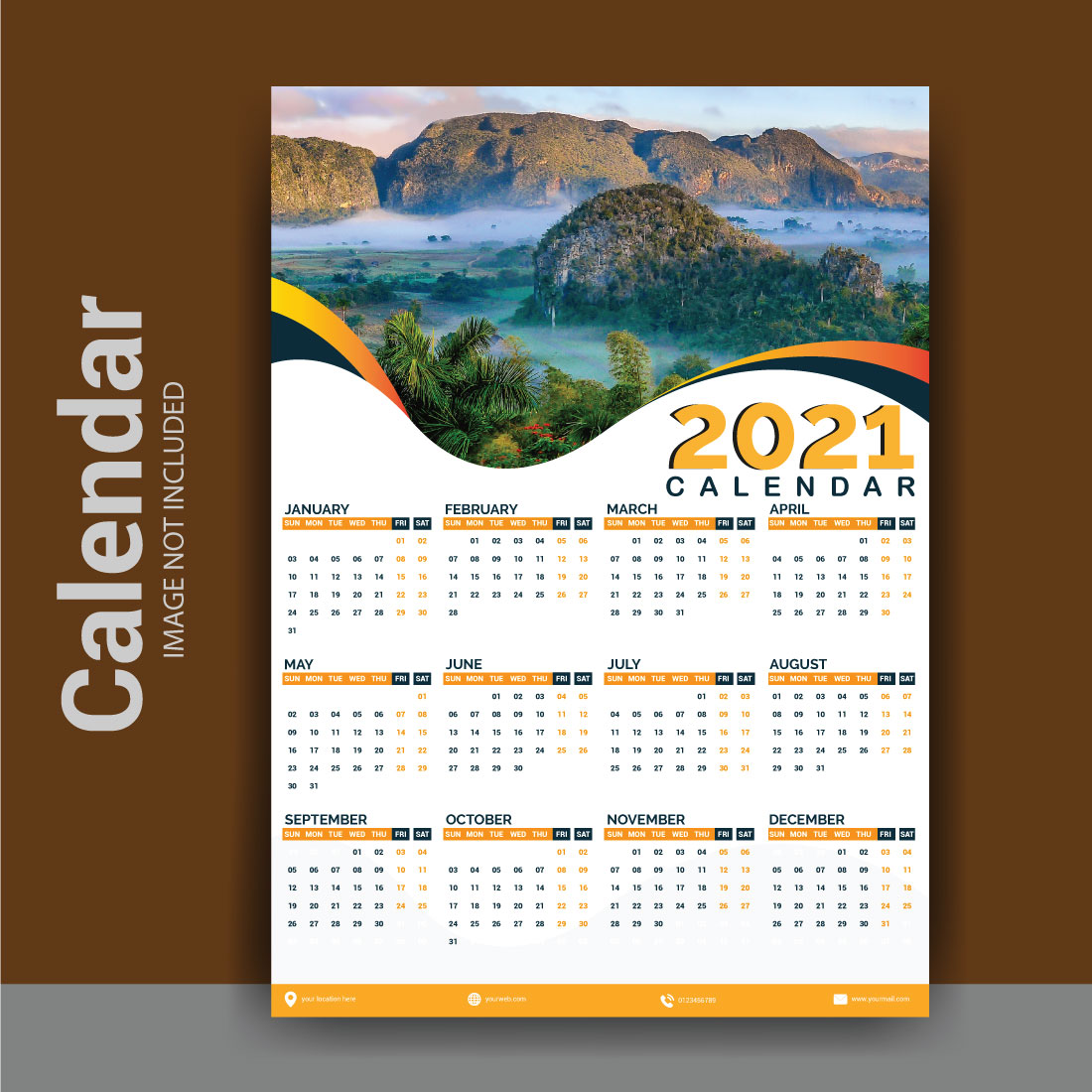 Modern New year Wall Calendar Template For Corporate Business Company With Creative Design preview image.