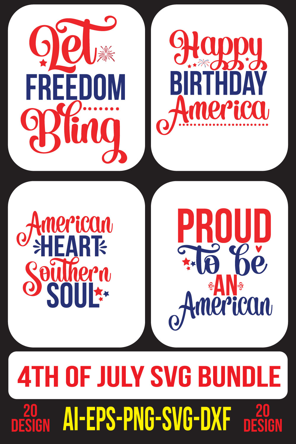 4th Of July SVG Bundle pinterest preview image.