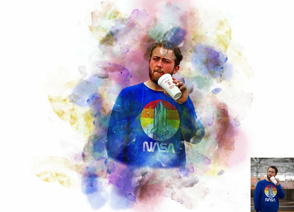 Wet watercolor Art Photoshop Action – MasterBundles
