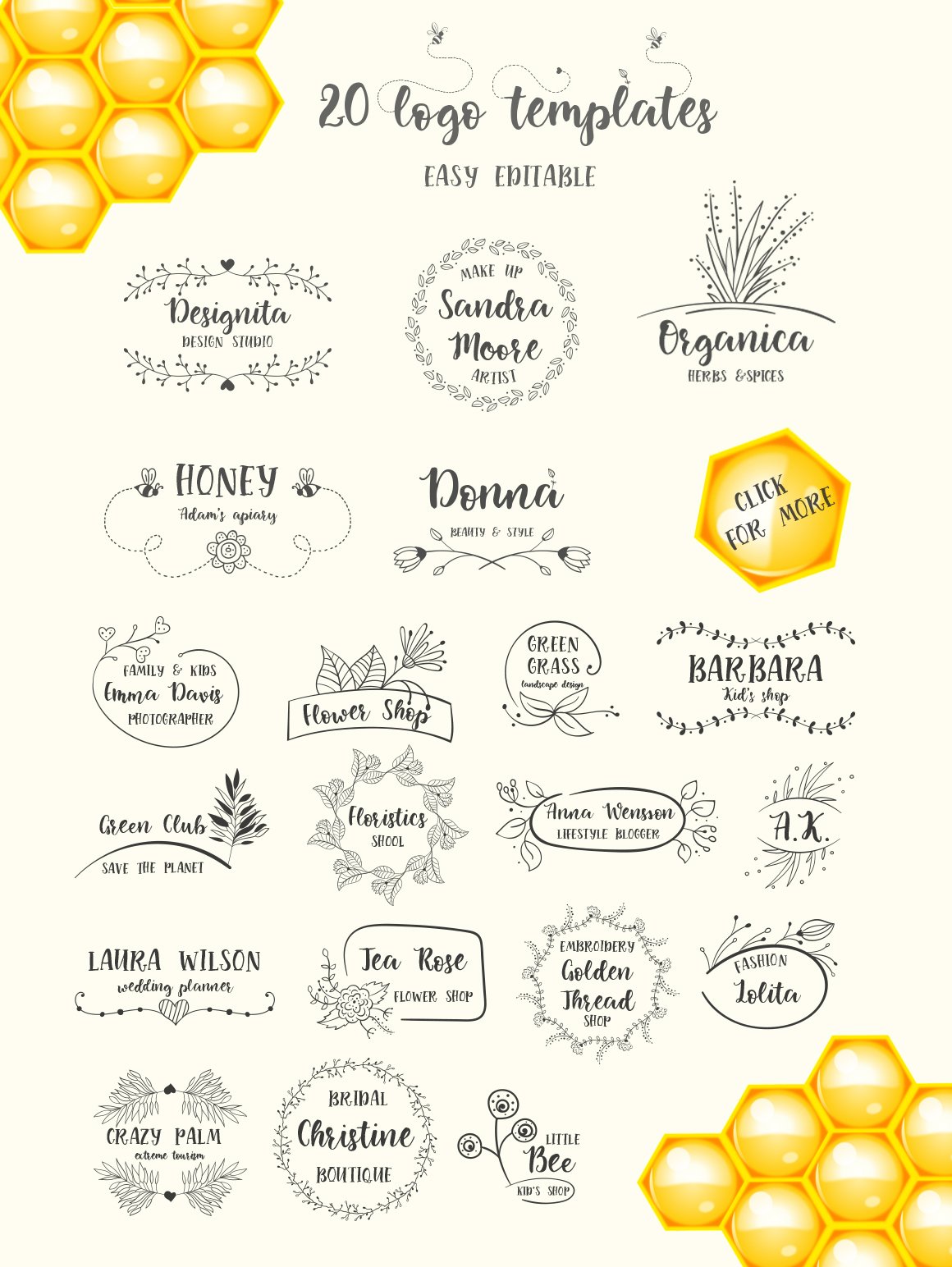 Little Bee. Duo font & logos. preview image.