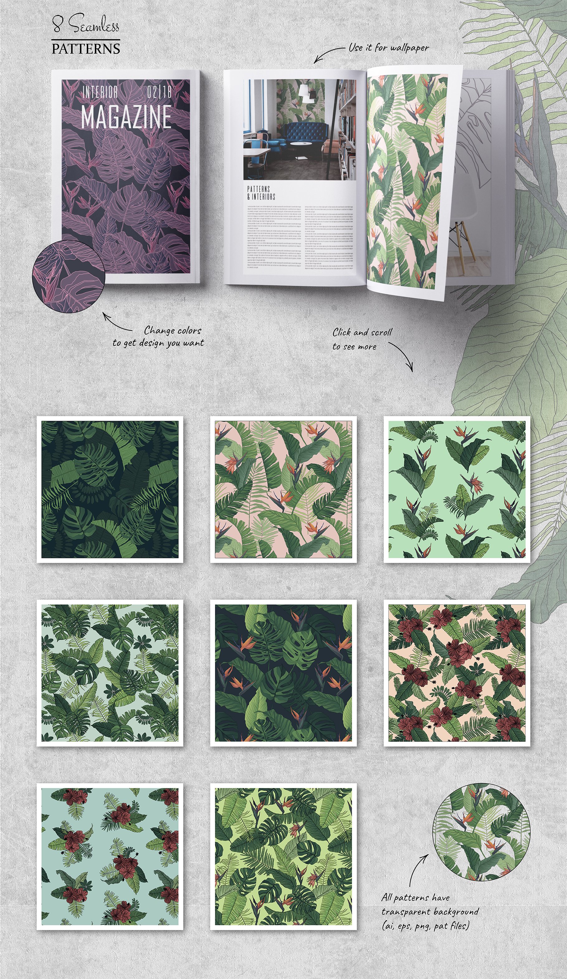 Open book with images of leaves and plants.