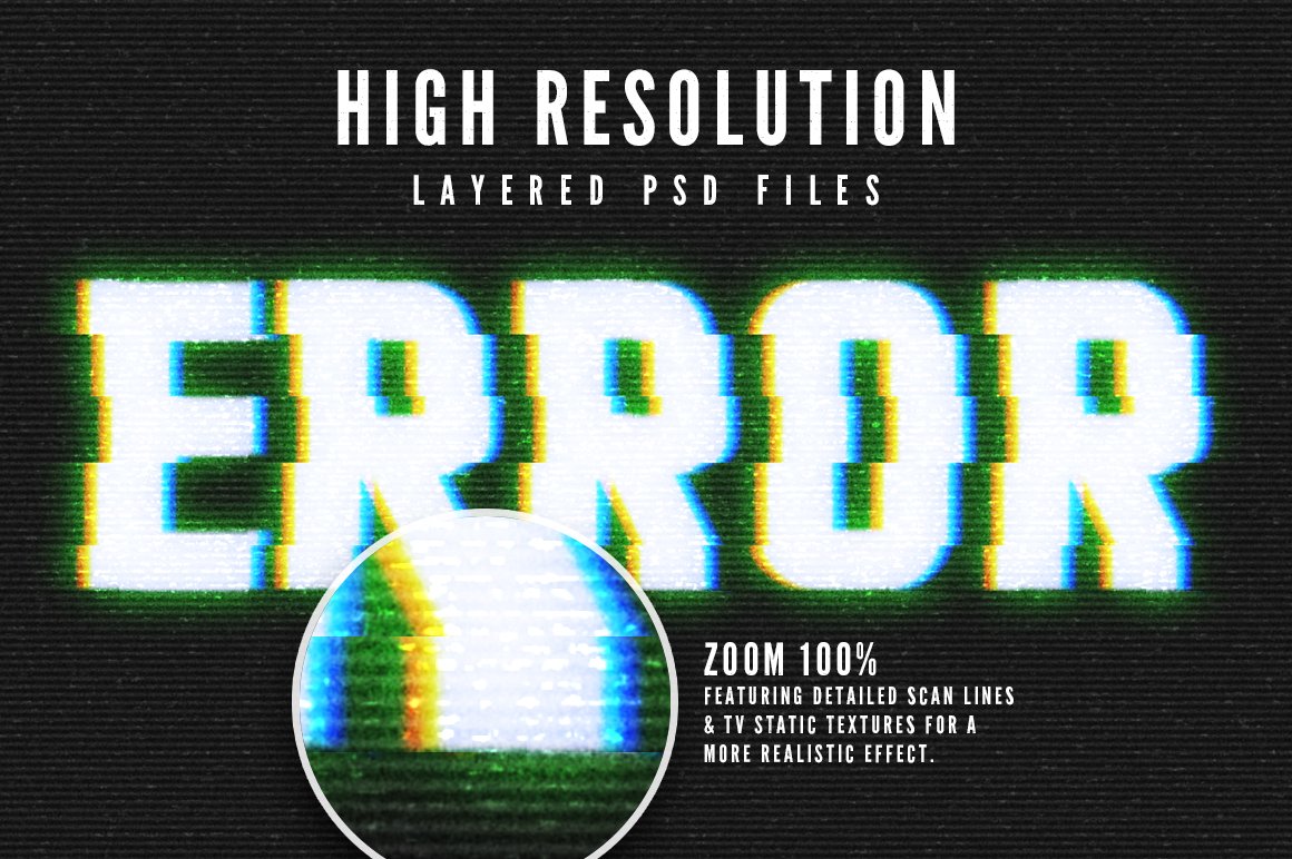 Glitch text effects for Photoshoppreview image.