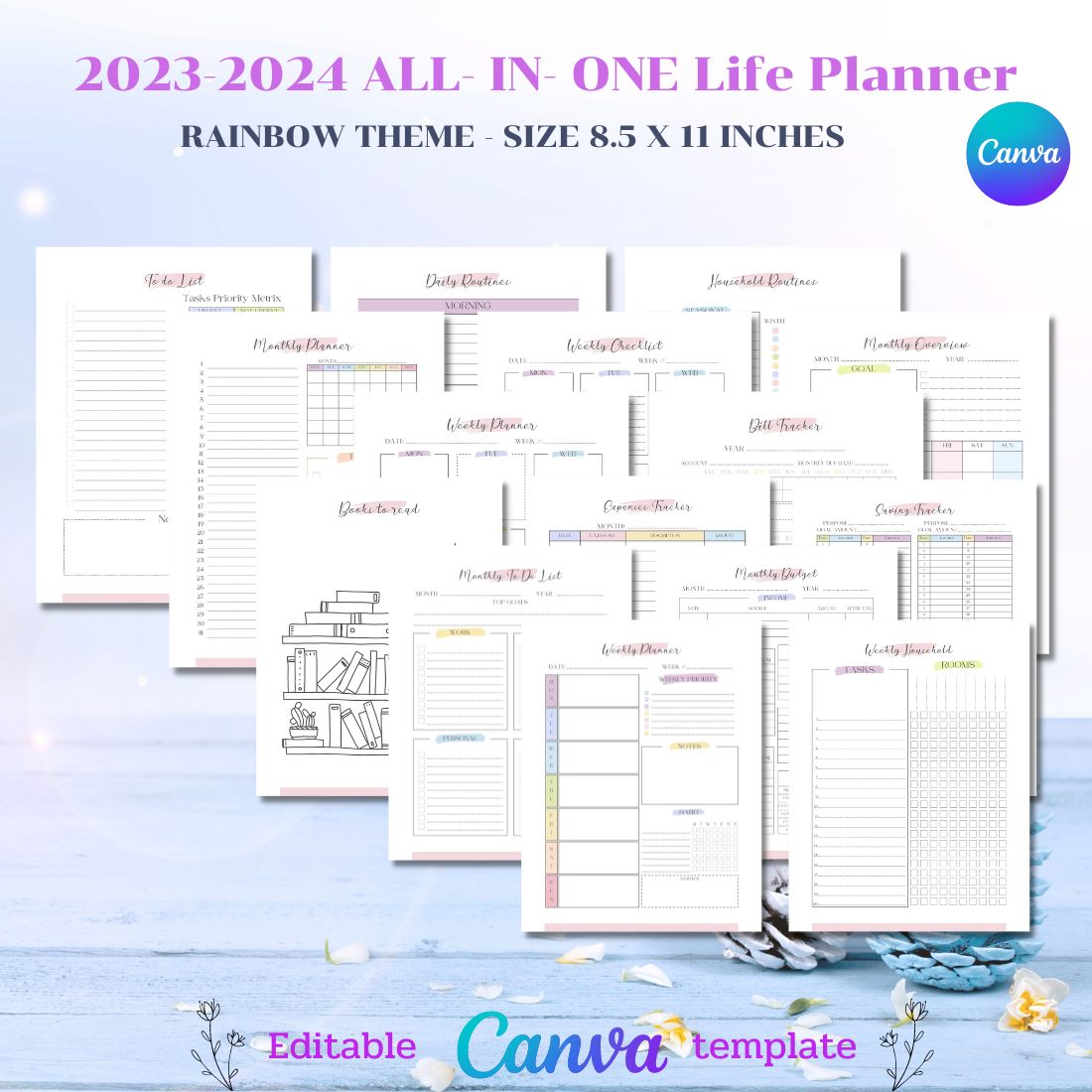 2023-2024 All-in-one Life Planner - Canva Template - MasterBundles