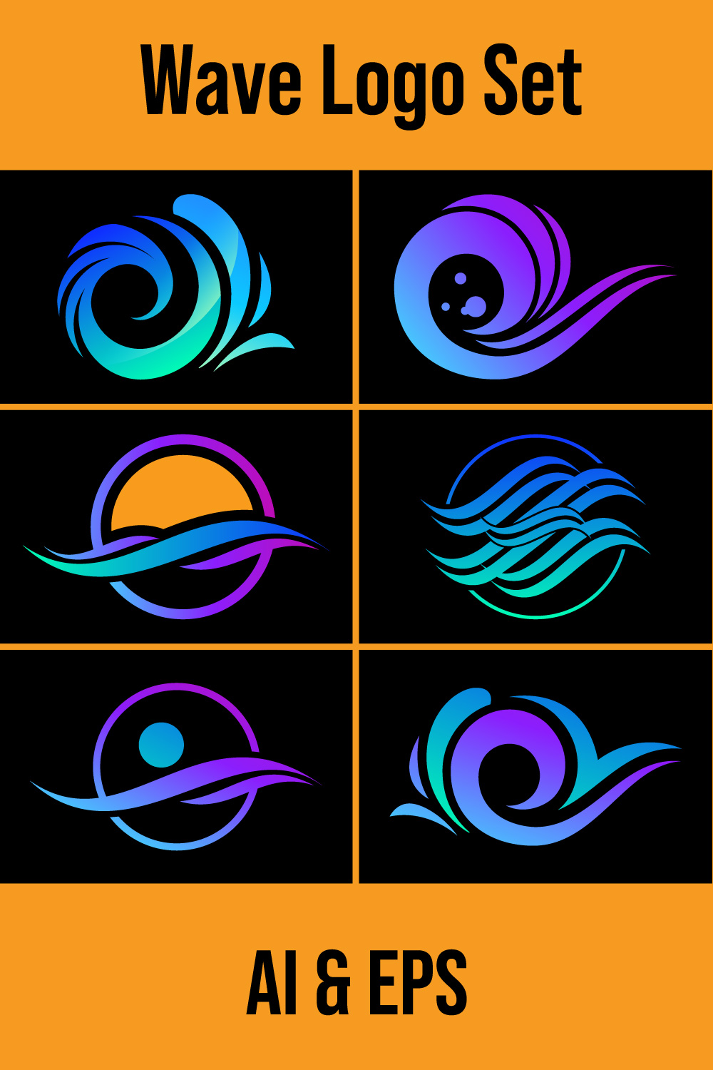Abstract water wave logo sign symbol vector illustration, Water wave Logo design template pinterest preview image.
