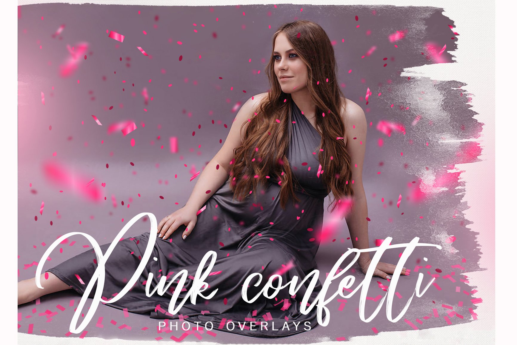 Pink Confetti PNG photoshop overlayscover image.