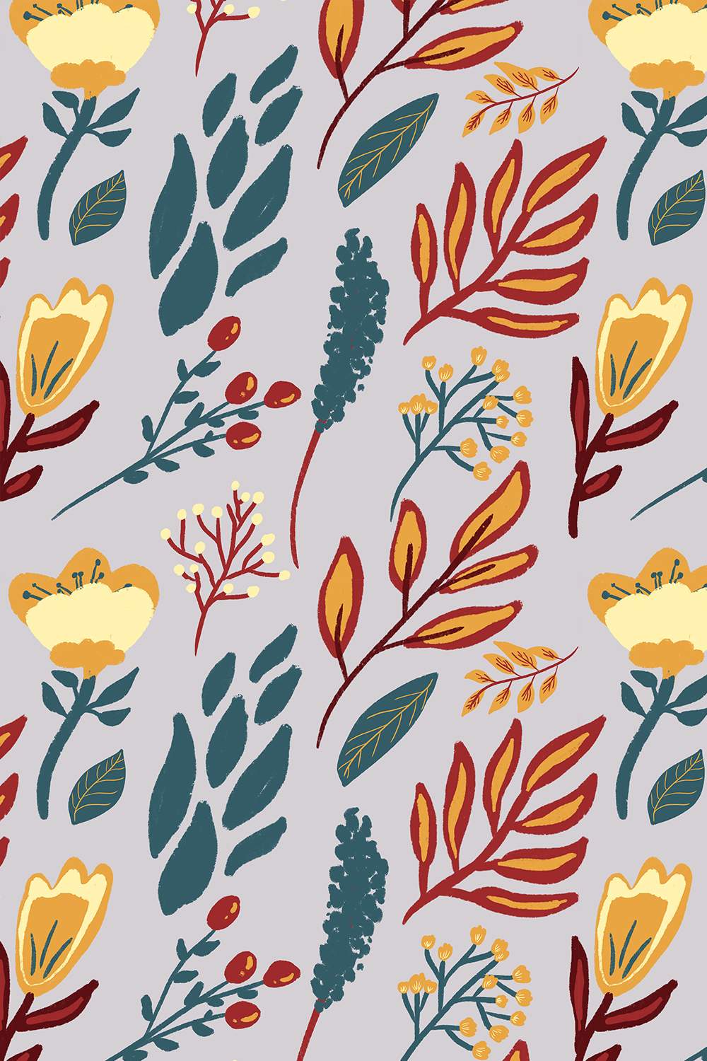 Spring Florals Seamless Pattern pinterest preview image.