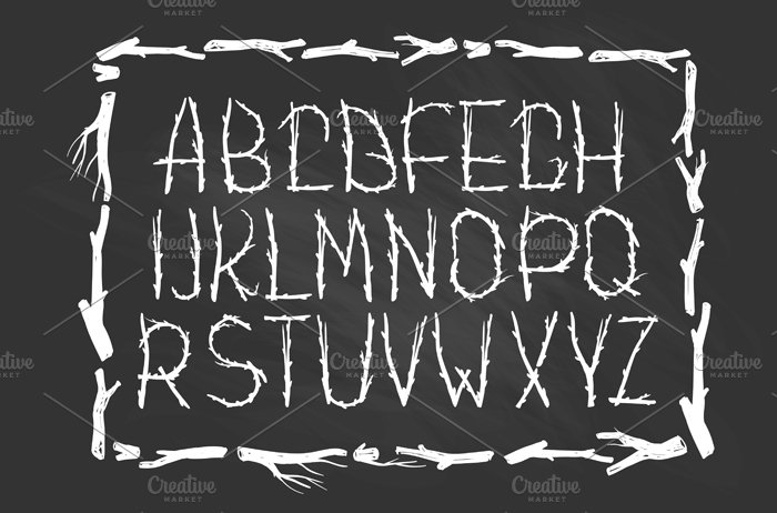Chalk ECO font made of branches cover image.