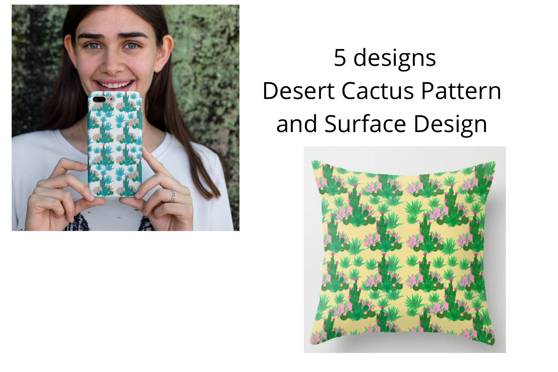 Desert Cactus Seamless Pattern preview image.