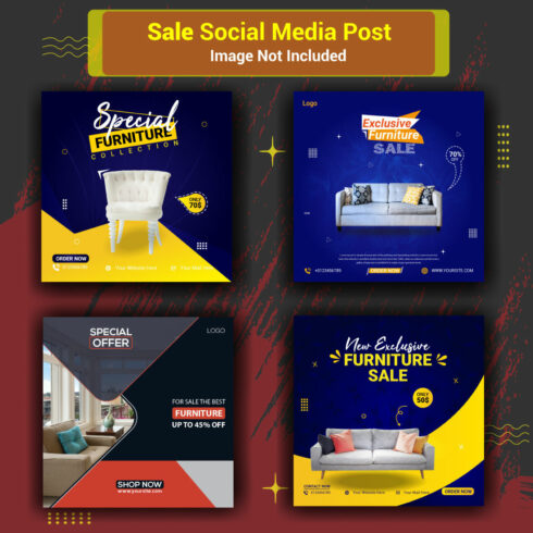 Furniture sale social media and web banner post template Design cover image.