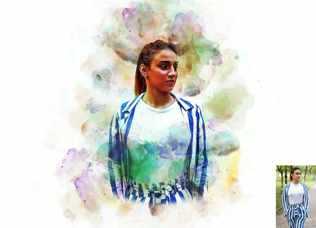 Wet watercolor Art Photoshop Action – MasterBundles