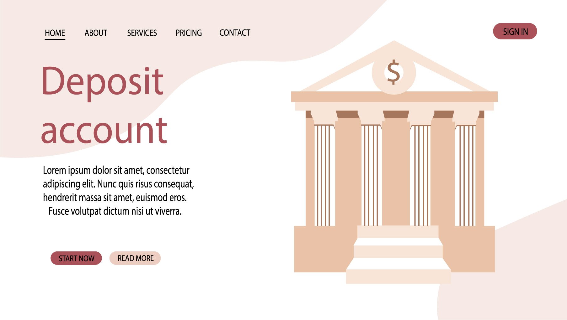 A website page for deposit account.