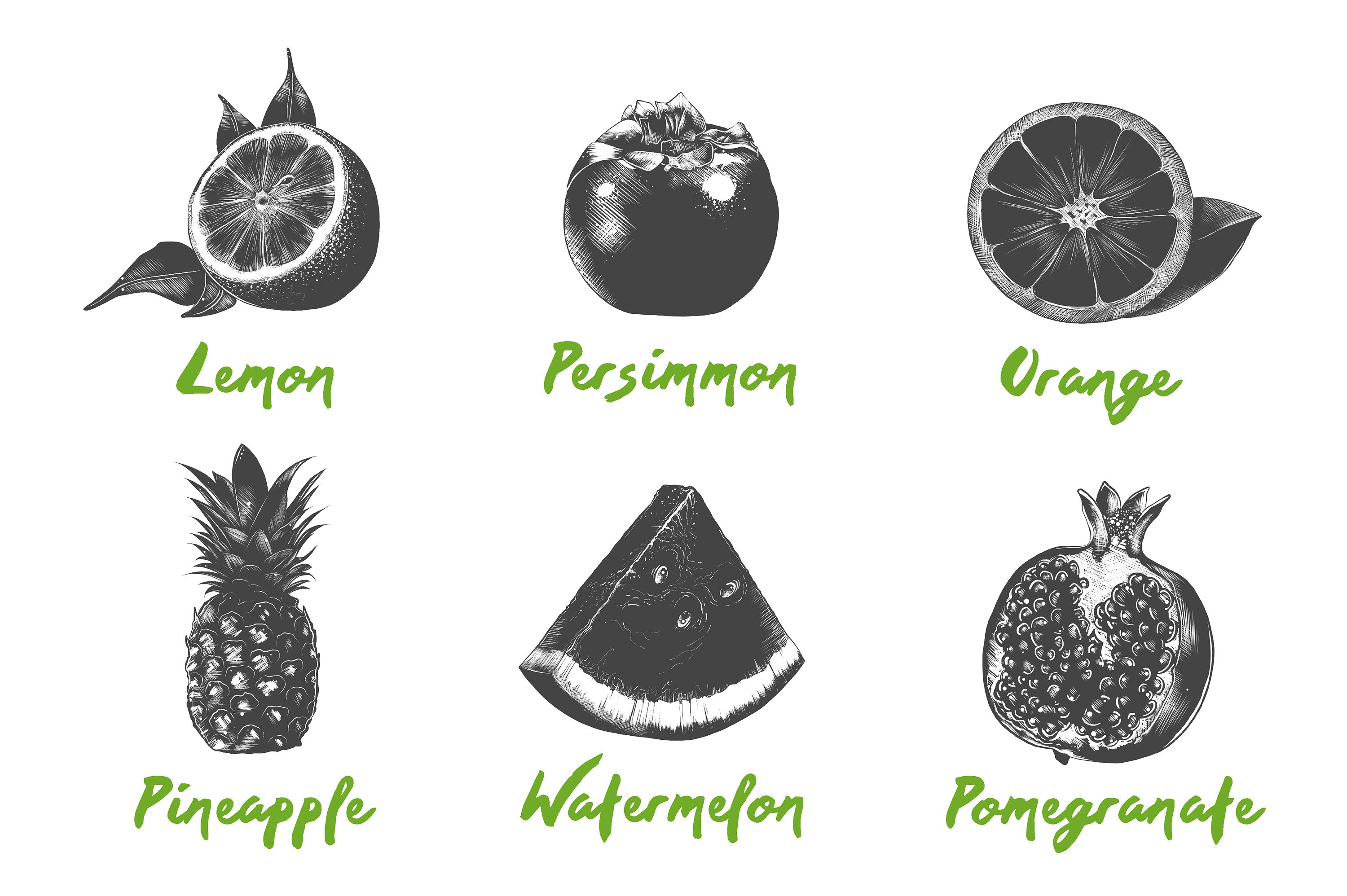 Bunch of fruits that are labeled in different languages.