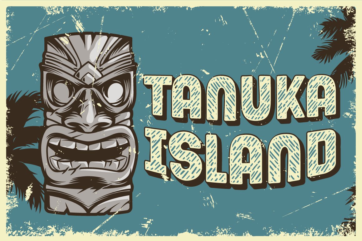 6 island totem with vintage font textured background 597