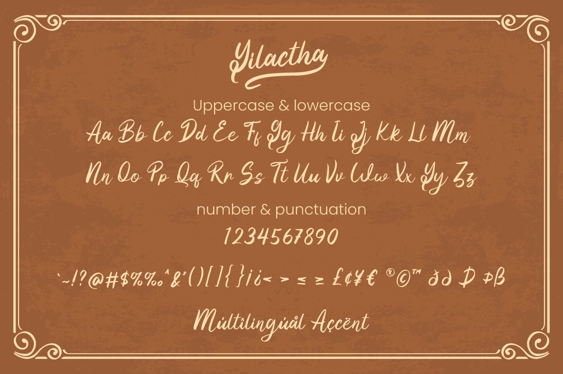 6 yilactha script vintage font character 770