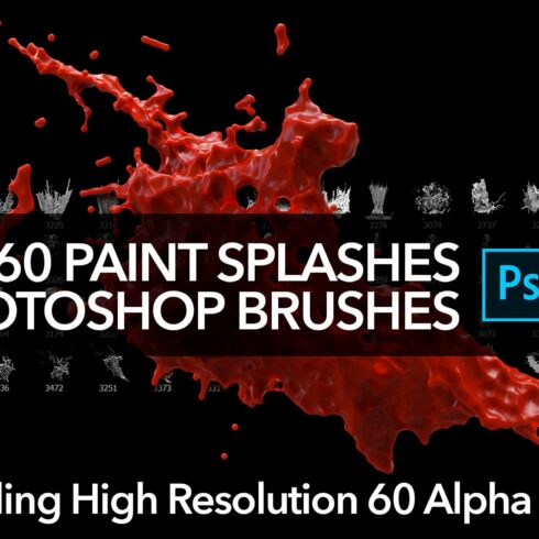 60 Paint Splash Brushes for PScover image.