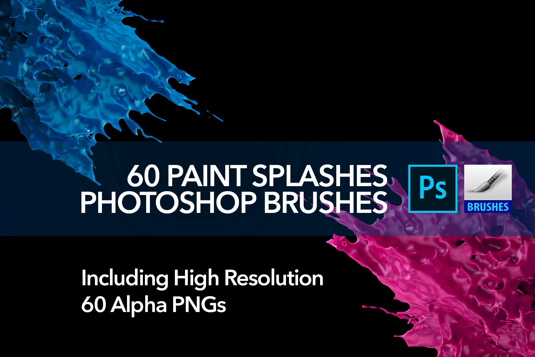 60 Paint Splash Brushes for PSpreview image.