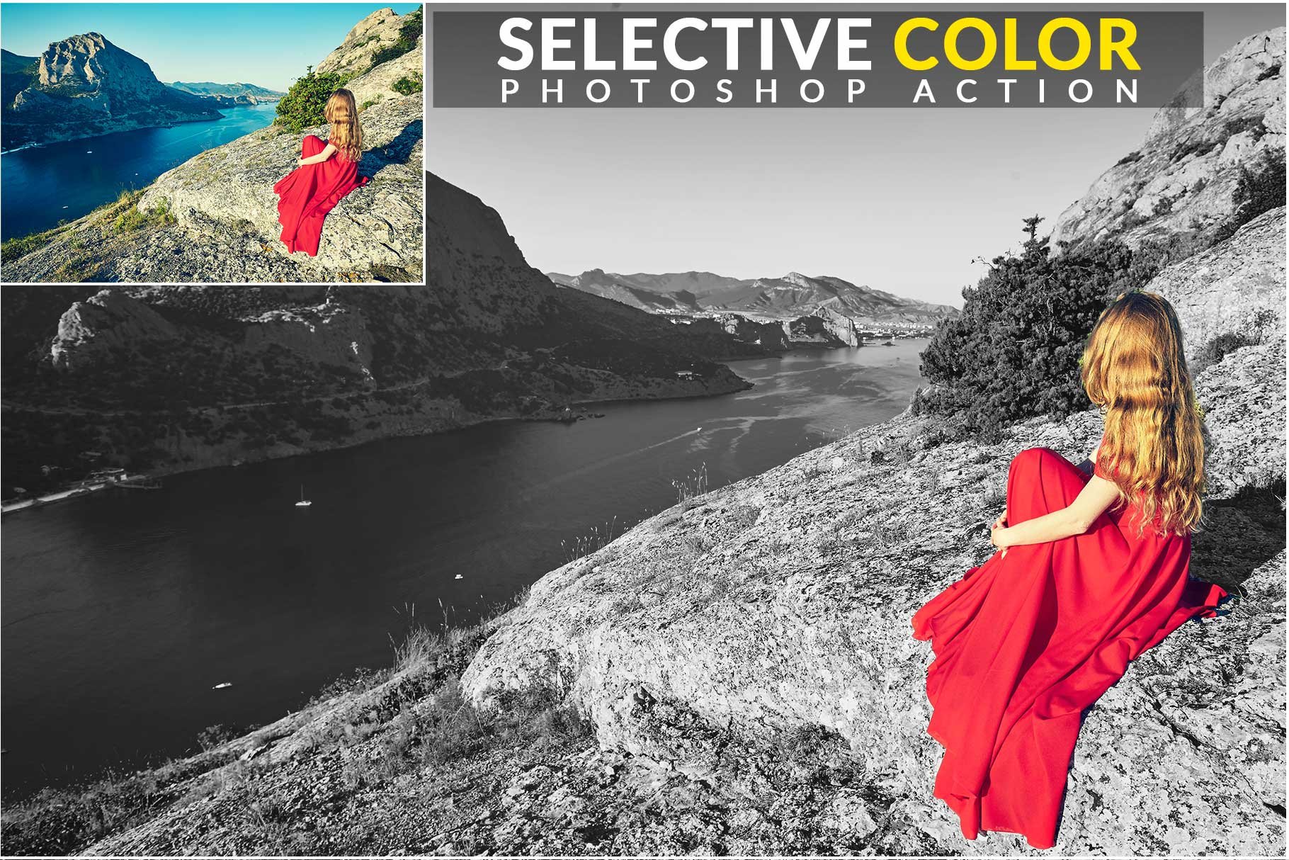 Selective color Photoshop Actioncover image.