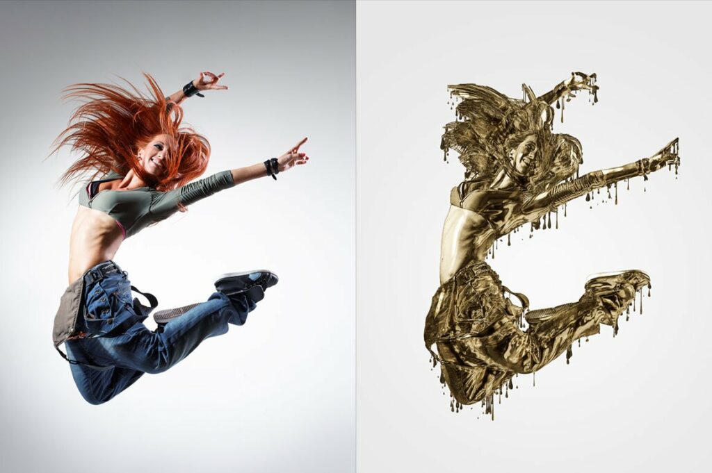 Droping Gold Photoshop Acion – MasterBundles