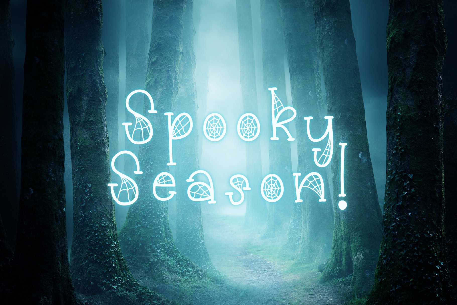 Cobweberly Halloween Spider Web Font preview image.
