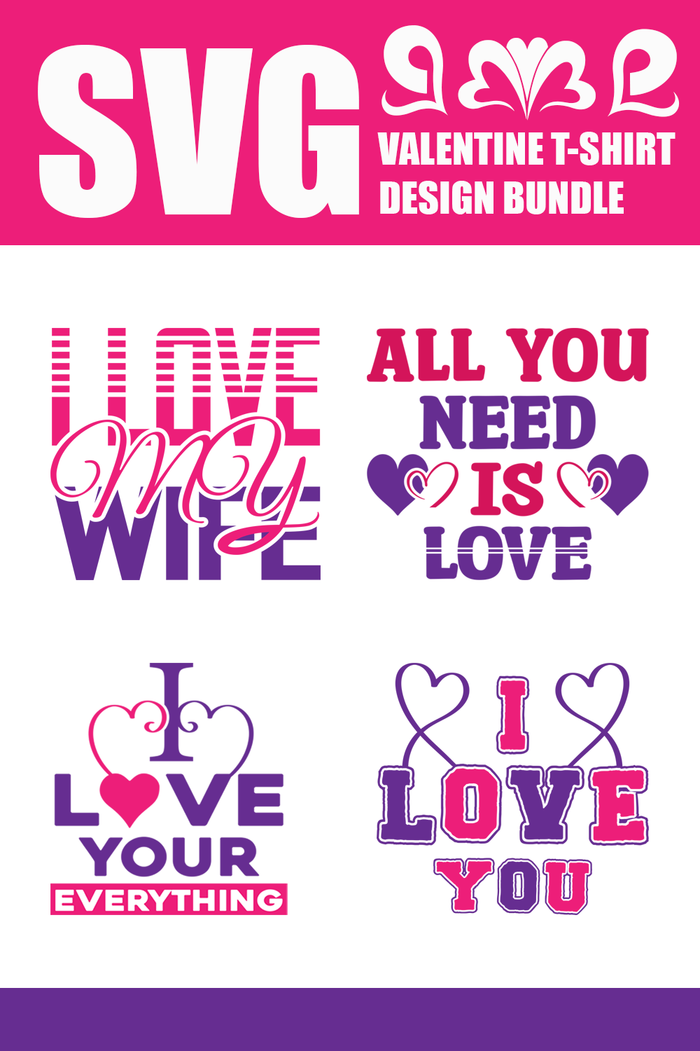 SVG Valentine T shirt Design Bundle pinterest preview image.
