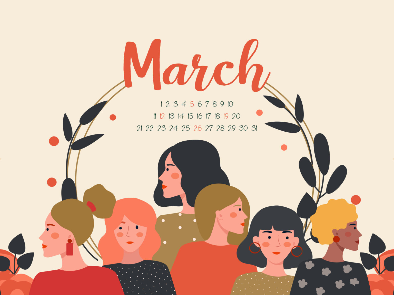 Girly Free Cute March Calendar MasterBundles