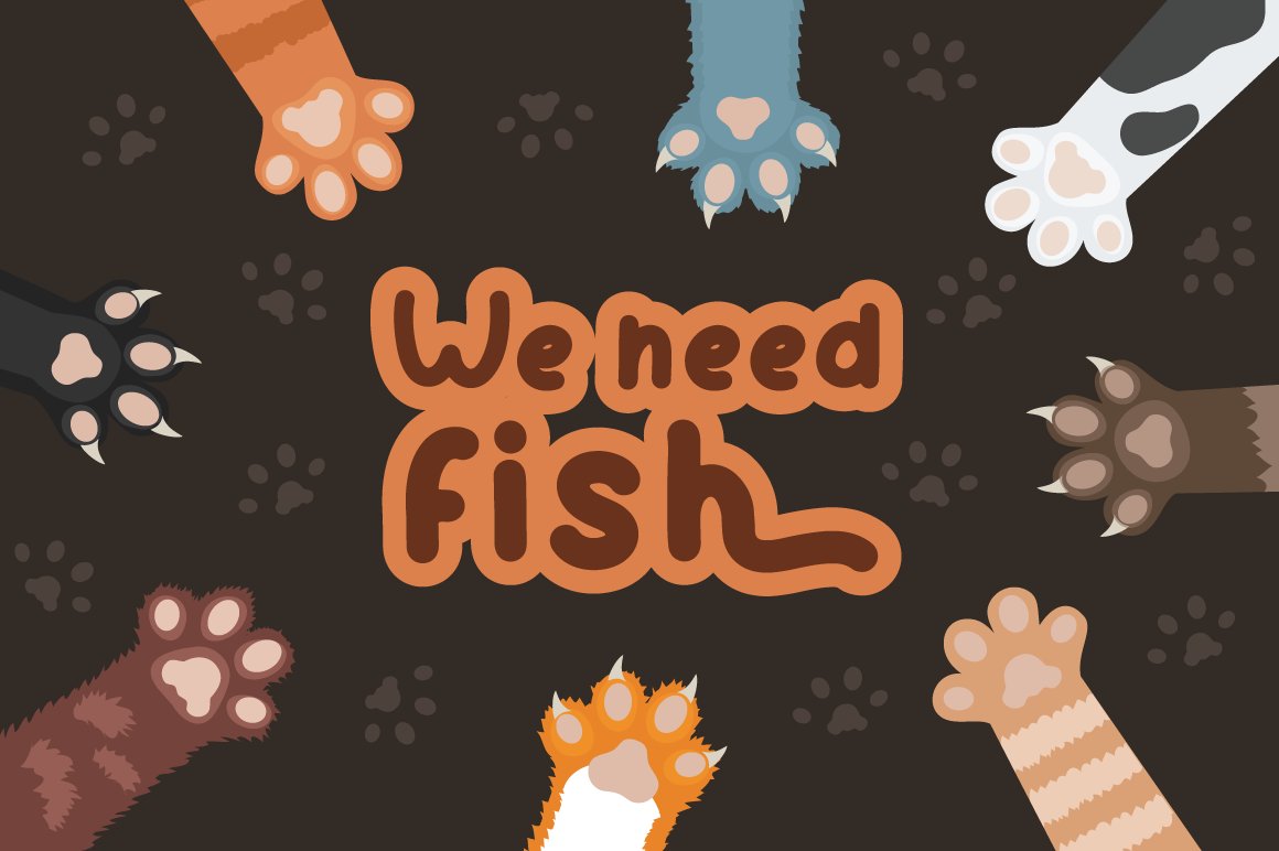 7 fluffy cats paws needs fish 737