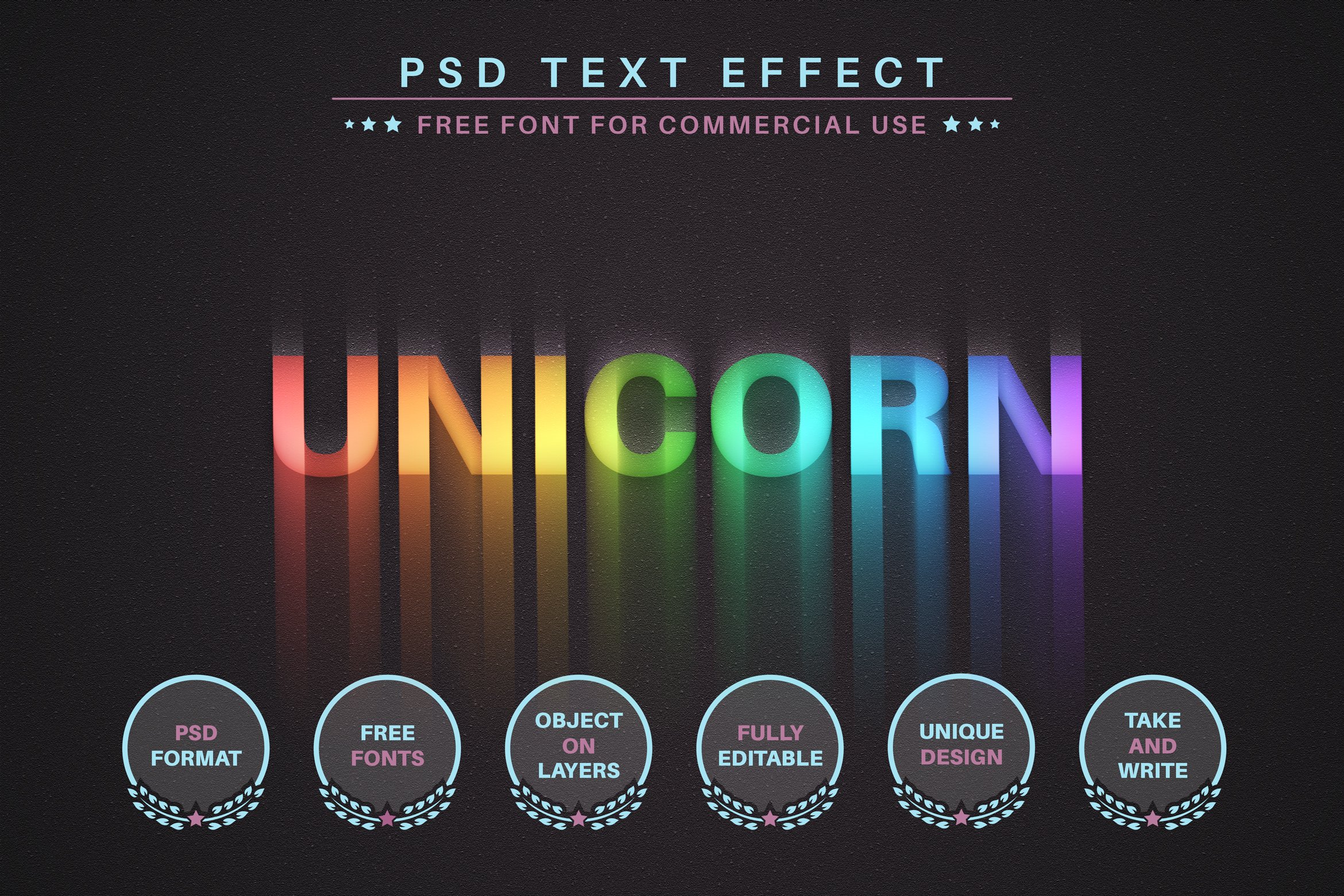 Unicorn Rainbow - PSD Editable Textcover image.
