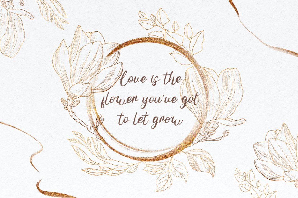 7 love is flower quotes with brown floral lineart 119