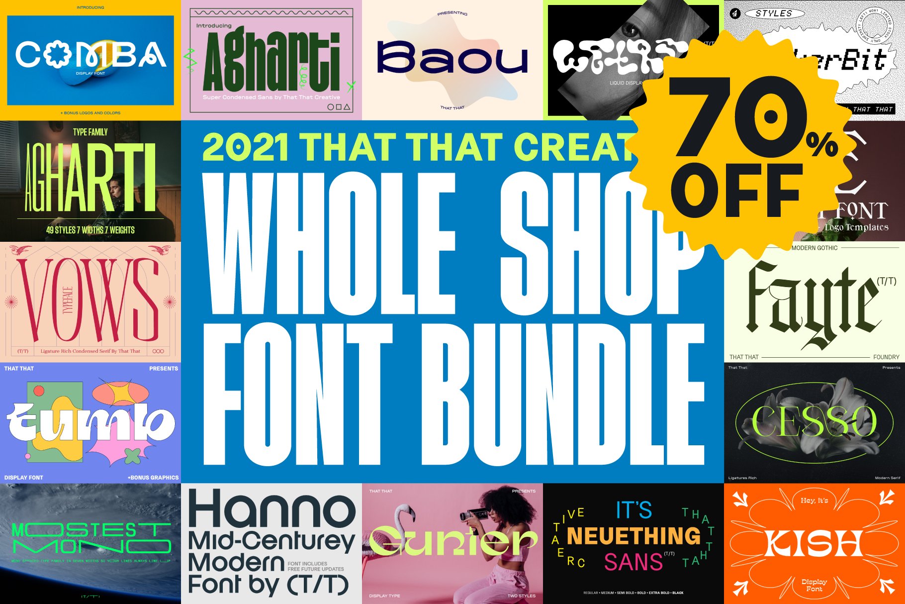 2021 Whole Shop Font Bundle cover image.