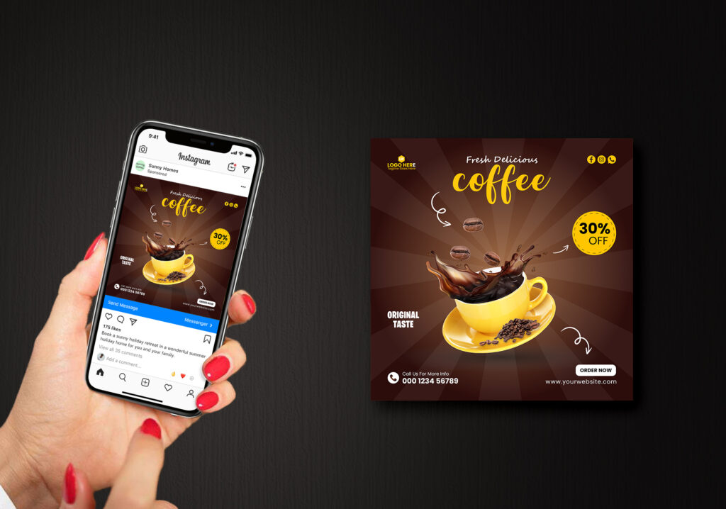 Creative Coffee Social Media Instagram Post Design Template - MasterBundles