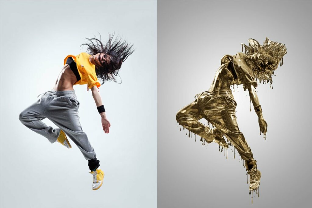 Droping Gold Photoshop Acion – MasterBundles